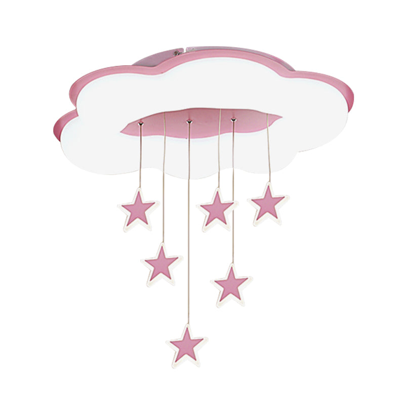 Acrylic Cloud and Star Flushmount Cartoon Pink/Blue LED Ceiling Flush Mount Light for Bedroom Clearhalo 'Ceiling Lights' 'Close To Ceiling Lights' 'Close to ceiling' 'Flush mount' Lighting' 882424