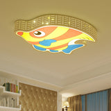 LED Kids Bedroom Ceiling Flush Cartoon Yellow Flush Mount Lamp with Fish Shaped Acrylic Shade Yellow Clearhalo 'Ceiling Lights' 'Close To Ceiling Lights' 'Close to ceiling' 'Flush mount' Lighting' 882452