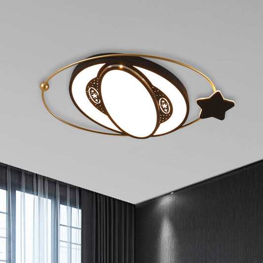 Round Ceiling Mounted Fixture Nordic Acrylic LED Black Flush Mount Spotlight with Star Design Black Clearhalo 'Ceiling Lights' 'Close To Ceiling Lights' 'Close to ceiling' 'Flush mount' Lighting' 882456