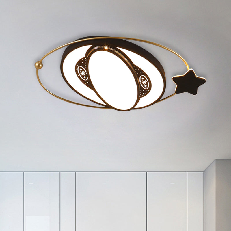 Round Ceiling Mounted Fixture Nordic Acrylic LED Black Flush Mount Spotlight with Star Design Clearhalo 'Ceiling Lights' 'Close To Ceiling Lights' 'Close to ceiling' 'Flush mount' Lighting' 882457