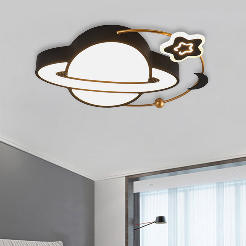 Acrylic Planet Flush Mount Lighting Modern LED Black Ceiling Light Fixture with Moon and Star Design Clearhalo 'Ceiling Lights' 'Close To Ceiling Lights' 'Close to ceiling' 'Flush mount' Lighting' 882461