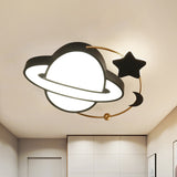 Acrylic Planet Flush Mount Lighting Modern LED Black Ceiling Light Fixture with Moon and Star Design Black B Clearhalo 'Ceiling Lights' 'Close To Ceiling Lights' 'Close to ceiling' 'Flush mount' Lighting' 882464