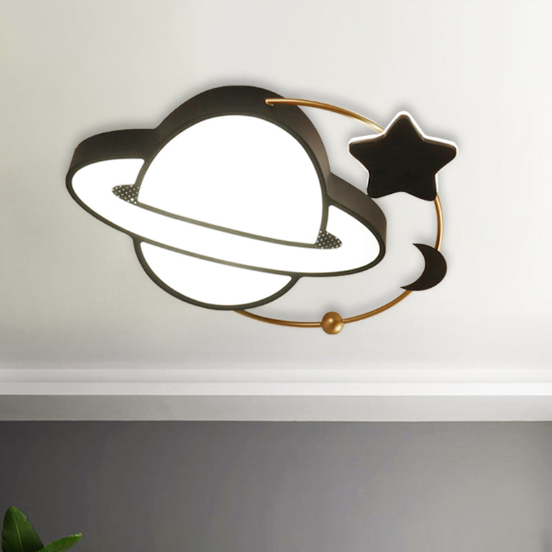 Acrylic Planet Flush Mount Lighting Modern LED Black Ceiling Light Fixture with Moon and Star Design Clearhalo 'Ceiling Lights' 'Close To Ceiling Lights' 'Close to ceiling' 'Flush mount' Lighting' 882465