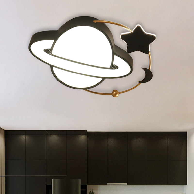 Acrylic Planet Flush Mount Lighting Modern LED Black Ceiling Light Fixture with Moon and Star Design Clearhalo 'Ceiling Lights' 'Close To Ceiling Lights' 'Close to ceiling' 'Flush mount' Lighting' 882466