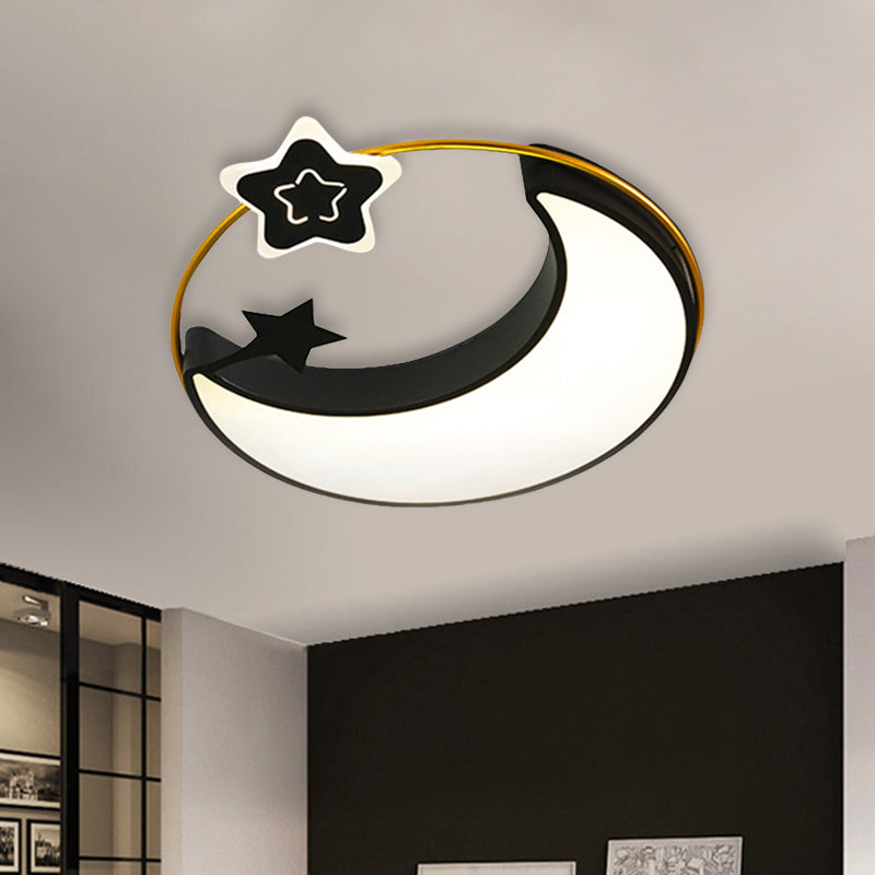 Black Moon and Star Flushmount Contemporary LED Acrylic Close to Ceiling Lighting Fixture Black Clearhalo 'Ceiling Lights' 'Close To Ceiling Lights' 'Close to ceiling' Lighting' 882469