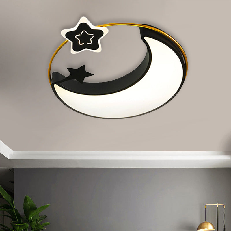 Black Moon and Star Flushmount Contemporary LED Acrylic Close to Ceiling Lighting Fixture Clearhalo 'Ceiling Lights' 'Close To Ceiling Lights' 'Close to ceiling' Lighting' 882470