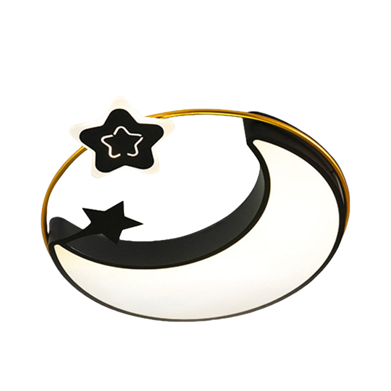 Black Moon and Star Flushmount Contemporary LED Acrylic Close to Ceiling Lighting Fixture Clearhalo 'Ceiling Lights' 'Close To Ceiling Lights' 'Close to ceiling' Lighting' 882471