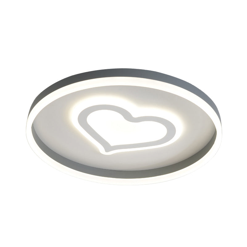 Modern Circular Flush Light Acrylic LED Bedroom Ceiling Lamp in Grey with Butterfly/Loving Heart Pattern Clearhalo 'Ceiling Lights' 'Close To Ceiling Lights' 'Close to ceiling' 'Flush mount' Lighting' 882643