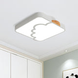 Square Ceiling Flush Mount Minimalist Acrylic LED Bedroom Flushmount Lighting in Grey/White/Green with Wood Detail Clearhalo 'Ceiling Lights' 'Close To Ceiling Lights' 'Close to ceiling' 'Flush mount' Lighting' 882663