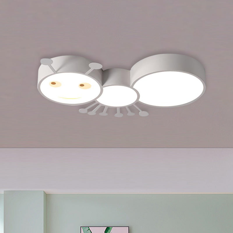 Macaroon Ant Acrylic Flush Mount LED Flush Ceiling Light Fixture in White/Pink/Blue for Child Room White Clearhalo 'Ceiling Lights' 'Close To Ceiling Lights' 'Close to ceiling' 'Flush mount' Lighting' 882701