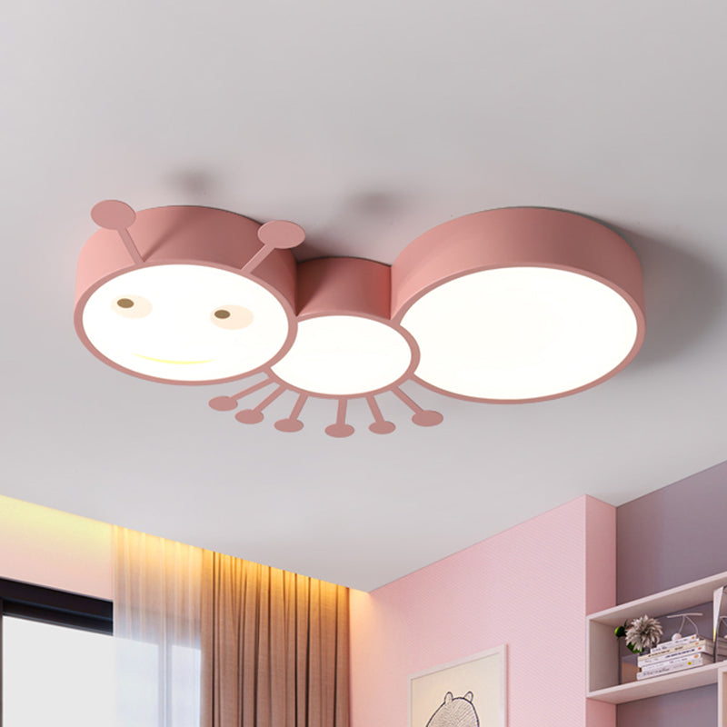 Macaroon Ant Acrylic Flush Mount LED Flush Ceiling Light Fixture in White/Pink/Blue for Child Room Pink Clearhalo 'Ceiling Lights' 'Close To Ceiling Lights' 'Close to ceiling' 'Flush mount' Lighting' 882705