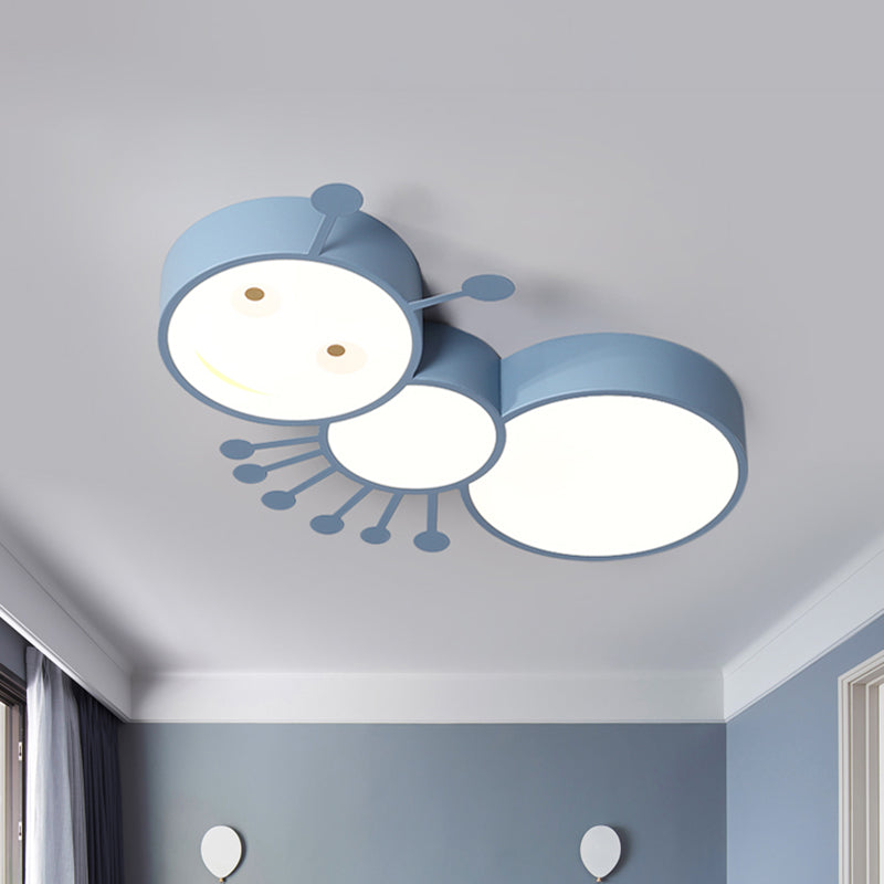 Macaroon Ant Acrylic Flush Mount LED Flush Ceiling Light Fixture in White/Pink/Blue for Child Room Blue Clearhalo 'Ceiling Lights' 'Close To Ceiling Lights' 'Close to ceiling' 'Flush mount' Lighting' 882709