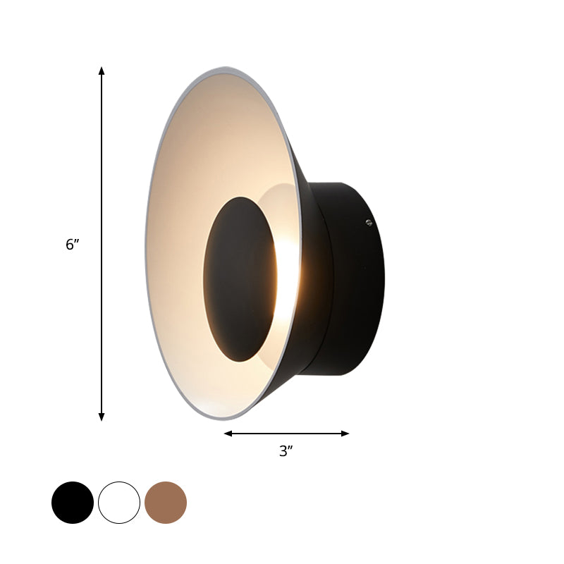 White/Black/Pink Finish Bowl Shape Sconce Light Minimalism LED Aluminum Wall Lamp for Drawing Room Clearhalo 'Cast Iron' 'Glass' 'Industrial' 'Modern wall lights' 'Modern' 'Tiffany' 'Traditional wall lights' 'Wall Lamps & Sconces' 'Wall Lights' Lighting' 882793