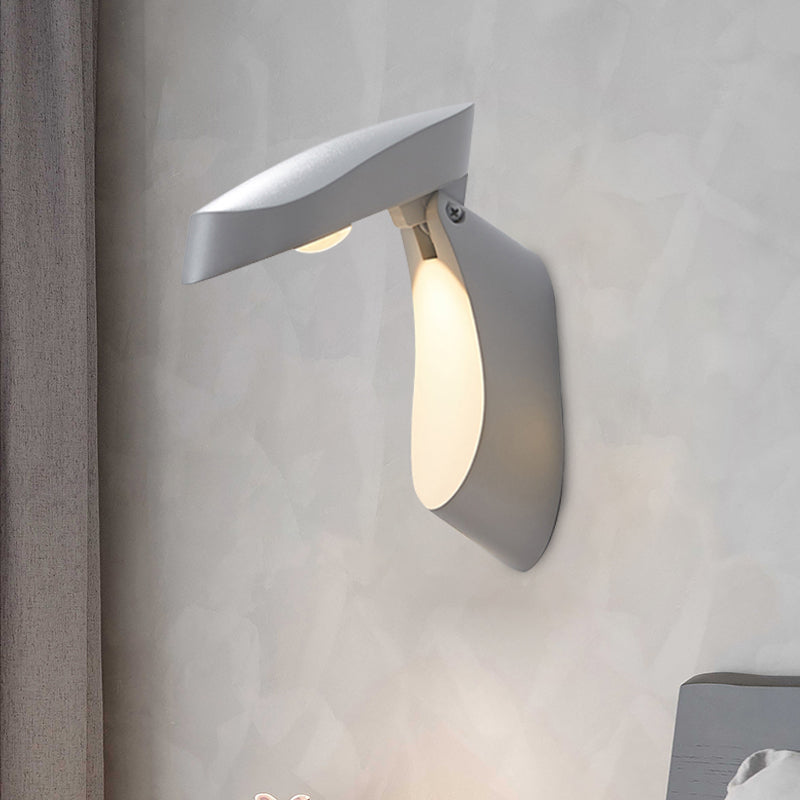 Rotatable Oval Surface Wall Sconce Modern Metal LED Bedside Wall Light Fixture in White/Black/Gold Finish White Clearhalo 'Cast Iron' 'Glass' 'Industrial' 'Modern wall lights' 'Modern' 'Tiffany' 'Traditional wall lights' 'Wall Lamps & Sconces' 'Wall Lights' Lighting' 882806