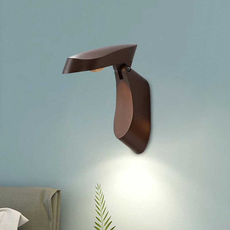 Rotatable Oval Surface Wall Sconce Modern Metal LED Bedside Wall Light Fixture in White/Black/Gold Finish Coffee Clearhalo 'Cast Iron' 'Glass' 'Industrial' 'Modern wall lights' 'Modern' 'Tiffany' 'Traditional wall lights' 'Wall Lamps & Sconces' 'Wall Lights' Lighting' 882810