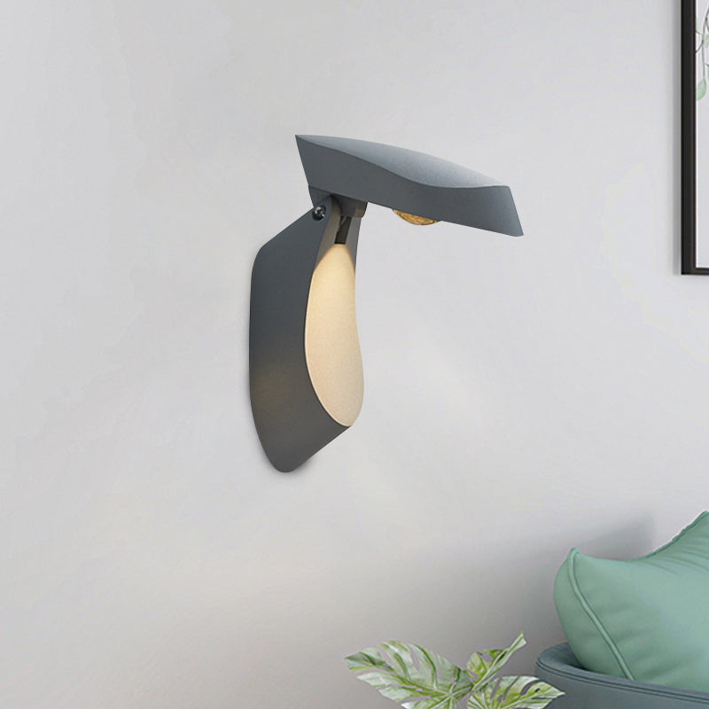Rotatable Oval Surface Wall Sconce Modern Metal LED Bedside Wall Light Fixture in White/Black/Gold Finish Grey Clearhalo 'Cast Iron' 'Glass' 'Industrial' 'Modern wall lights' 'Modern' 'Tiffany' 'Traditional wall lights' 'Wall Lamps & Sconces' 'Wall Lights' Lighting' 882814