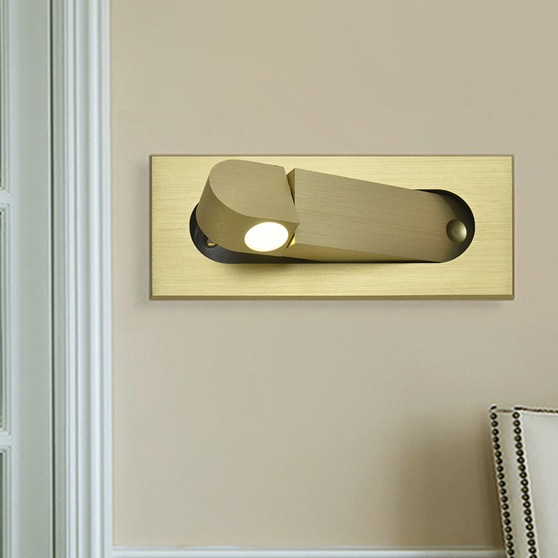 Modernist Rectangle Wall Light Sconce with Embed Design Aluminum LED Bedroom Rotatable Wall Lamp in Bronze/Coffee, Natural/Warm Light Bronze Clearhalo 'Cast Iron' 'Glass' 'Industrial' 'Modern wall lights' 'Modern' 'Tiffany' 'Traditional wall lights' 'Wall Lamps & Sconces' 'Wall Lights' Lighting' 882822