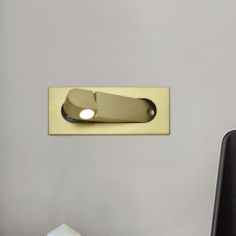 Modernist Rectangle Wall Light Sconce with Embed Design Aluminum LED Bedroom Rotatable Wall Lamp in Bronze/Coffee, Natural/Warm Light Clearhalo 'Cast Iron' 'Glass' 'Industrial' 'Modern wall lights' 'Modern' 'Tiffany' 'Traditional wall lights' 'Wall Lamps & Sconces' 'Wall Lights' Lighting' 882823