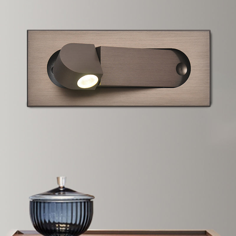 Modernist Rectangle Wall Light Sconce with Embed Design Aluminum LED Bedroom Rotatable Wall Lamp in Bronze/Coffee, Natural/Warm Light Coffee Clearhalo 'Cast Iron' 'Glass' 'Industrial' 'Modern wall lights' 'Modern' 'Tiffany' 'Traditional wall lights' 'Wall Lamps & Sconces' 'Wall Lights' Lighting' 882826