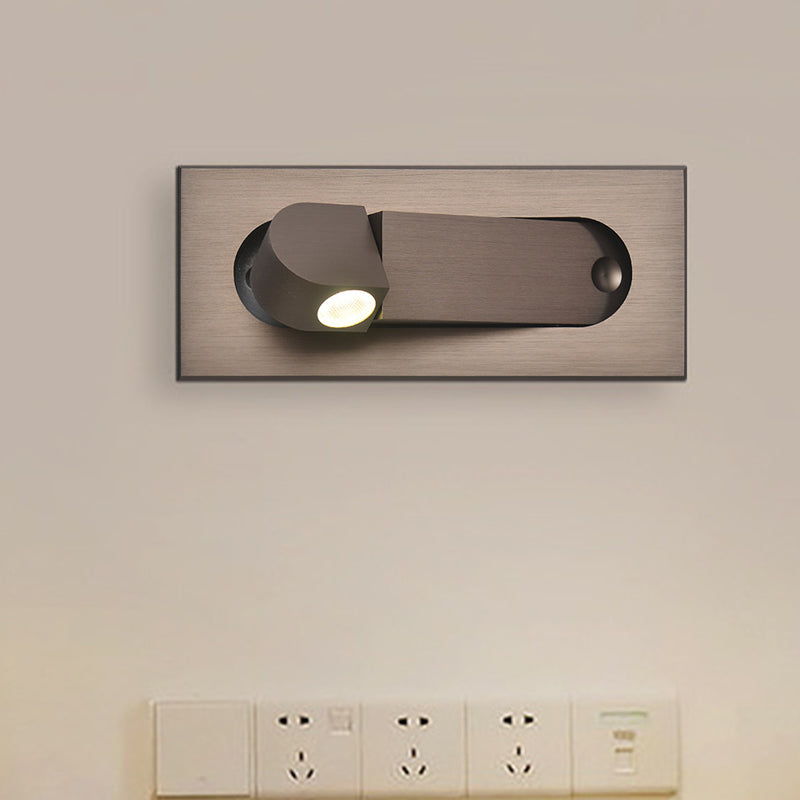Modernist Rectangle Wall Light Sconce with Embed Design Aluminum LED Bedroom Rotatable Wall Lamp in Bronze/Coffee, Natural/Warm Light Clearhalo 'Cast Iron' 'Glass' 'Industrial' 'Modern wall lights' 'Modern' 'Tiffany' 'Traditional wall lights' 'Wall Lamps & Sconces' 'Wall Lights' Lighting' 882827