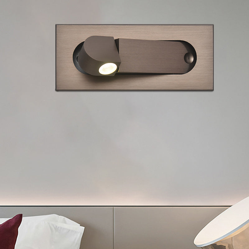 Modernist Rectangle Wall Light Sconce with Embed Design Aluminum LED Bedroom Rotatable Wall Lamp in Bronze/Coffee, Natural/Warm Light Clearhalo 'Cast Iron' 'Glass' 'Industrial' 'Modern wall lights' 'Modern' 'Tiffany' 'Traditional wall lights' 'Wall Lamps & Sconces' 'Wall Lights' Lighting' 882828