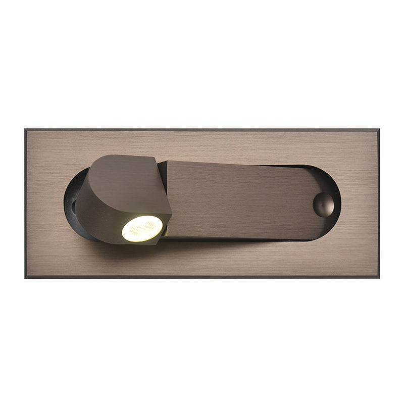Modernist Rectangle Wall Light Sconce with Embed Design Aluminum LED Bedroom Rotatable Wall Lamp in Bronze/Coffee, Natural/Warm Light Clearhalo 'Cast Iron' 'Glass' 'Industrial' 'Modern wall lights' 'Modern' 'Tiffany' 'Traditional wall lights' 'Wall Lamps & Sconces' 'Wall Lights' Lighting' 882829