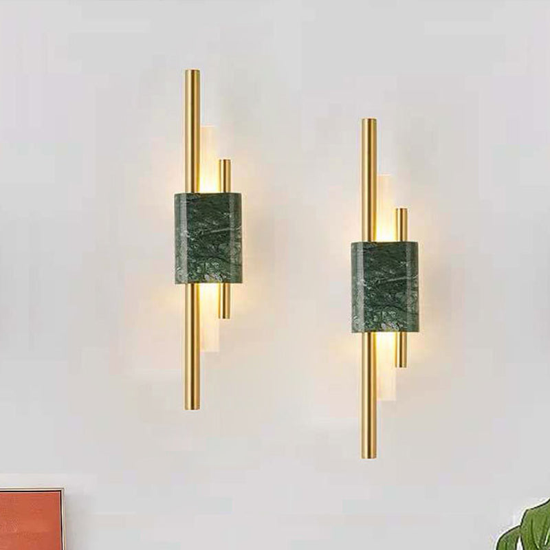 Marble Rectangle Wall Lighting Idea Post Modern LED White/Green Wall Mounted Lamp with Slim Tube Detail in White/Warm Light Clearhalo 'Modern wall lights' 'Modern' 'Wall Lamps & Sconces' 'Wall Lights' Lighting' 882845