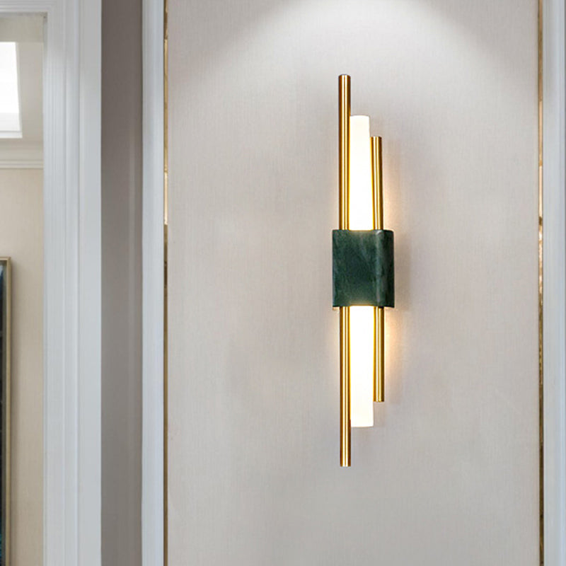 Marble Rectangle Wall Lighting Idea Post Modern LED White/Green Wall Mounted Lamp with Slim Tube Detail in White/Warm Light Green Clearhalo 'Modern wall lights' 'Modern' 'Wall Lamps & Sconces' 'Wall Lights' Lighting' 882846