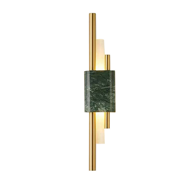 Marble Rectangle Wall Lighting Idea Post Modern LED White/Green Wall Mounted Lamp with Slim Tube Detail in White/Warm Light Clearhalo 'Modern wall lights' 'Modern' 'Wall Lamps & Sconces' 'Wall Lights' Lighting' 882847