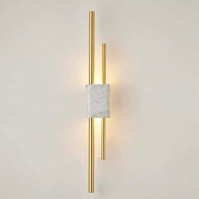 Marble Rectangle Wall Lighting Idea Post Modern LED White/Green Wall Mounted Lamp with Slim Tube Detail in White/Warm Light Clearhalo 'Modern wall lights' 'Modern' 'Wall Lamps & Sconces' 'Wall Lights' Lighting' 882852