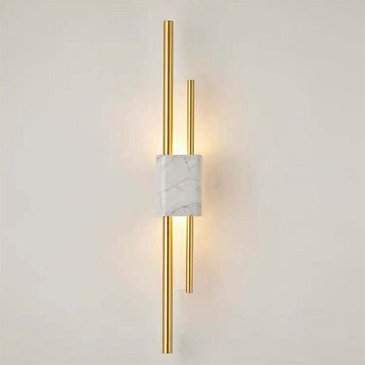 Marble Rectangle Wall Lighting Idea Post Modern LED White/Green Wall Mounted Lamp with Slim Tube Detail in White/Warm Light Clearhalo 'Modern wall lights' 'Modern' 'Wall Lamps & Sconces' 'Wall Lights' Lighting' 882852