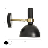 Rotatable White/Black Finish Domed Wall Lamp Modern 1 Light Iron Wall Mount Light Fixture for Bedside Clearhalo 'Cast Iron' 'Glass' 'Industrial' 'Modern wall lights' 'Modern' 'Tiffany' 'Traditional wall lights' 'Wall Lamps & Sconces' 'Wall Lights' Lighting' 882856