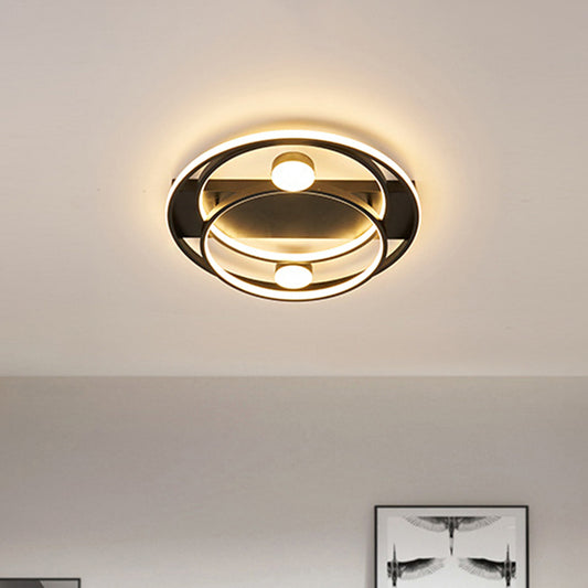 16"/19.5" Dia Metal Halo Ring Flush Lighting Simple LED Flush Mount Fixture in Black/Gold for Bedroom, White/Warm Light Clearhalo 'Ceiling Lights' 'Close To Ceiling Lights' 'Close to ceiling' 'Flush mount' Lighting' 882874