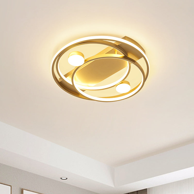 16"/19.5" Dia Metal Halo Ring Flush Lighting Simple LED Flush Mount Fixture in Black/Gold for Bedroom, White/Warm Light Gold Clearhalo 'Ceiling Lights' 'Close To Ceiling Lights' 'Close to ceiling' 'Flush mount' Lighting' 882878