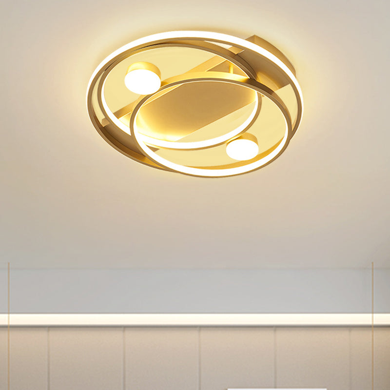 16"/19.5" Dia Metal Halo Ring Flush Lighting Simple LED Flush Mount Fixture in Black/Gold for Bedroom, White/Warm Light Clearhalo 'Ceiling Lights' 'Close To Ceiling Lights' 'Close to ceiling' 'Flush mount' Lighting' 882879