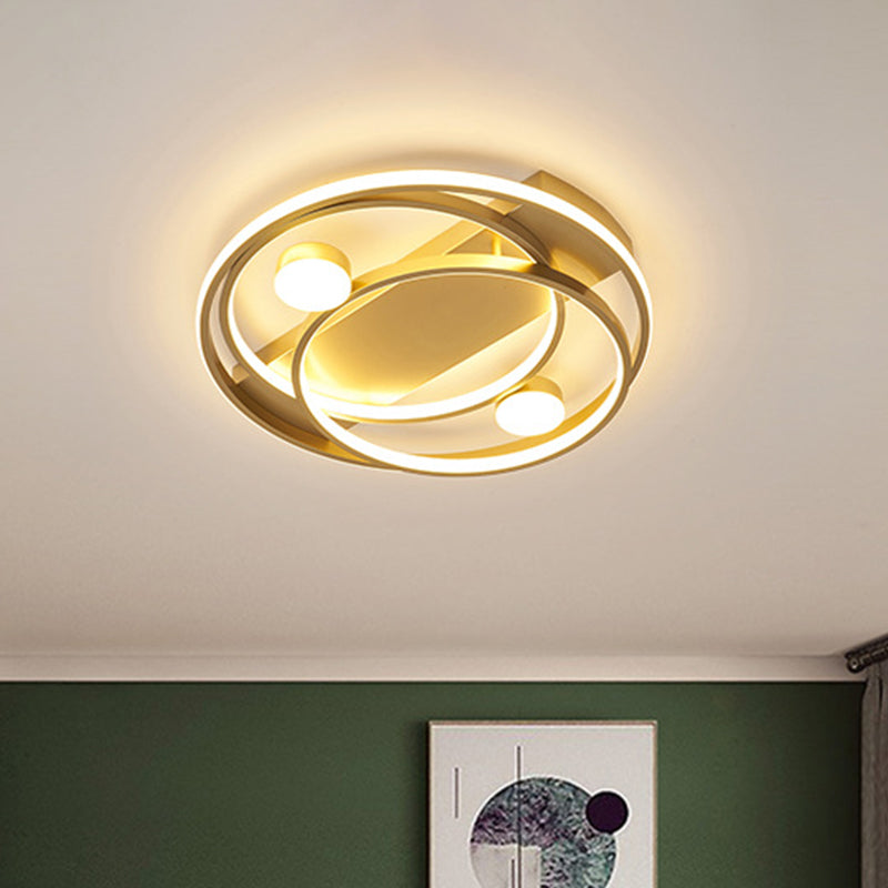 16"/19.5" Dia Metal Halo Ring Flush Lighting Simple LED Flush Mount Fixture in Black/Gold for Bedroom, White/Warm Light Clearhalo 'Ceiling Lights' 'Close To Ceiling Lights' 'Close to ceiling' 'Flush mount' Lighting' 882880