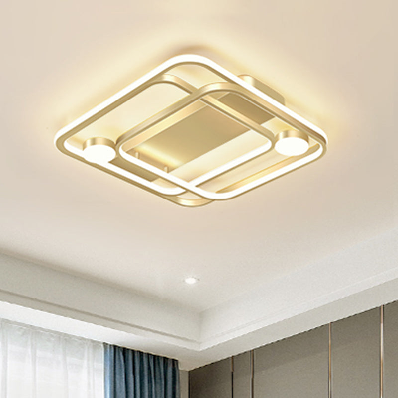 Acrylic Squared Flush Light Fixture Minimal LED Gold Flush Mounted Lamp in White/Warm Light for Bedroom Gold Clearhalo 'Ceiling Lights' 'Close To Ceiling Lights' 'Close to ceiling' 'Flush mount' Lighting' 882882