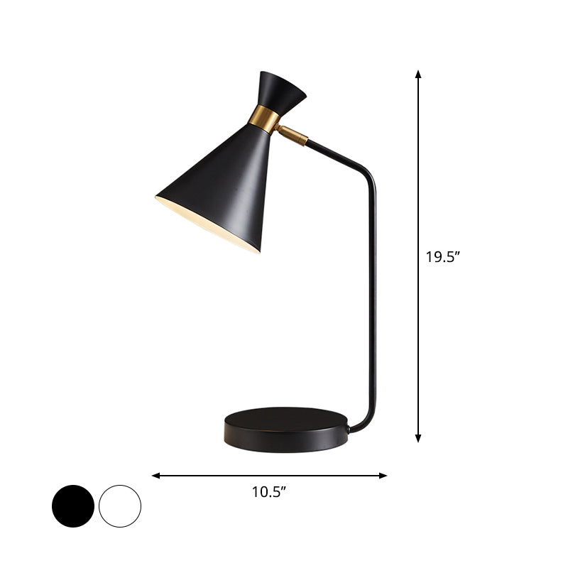 Minimalist Flared Table Light Metallic 1 Light Living Room Reading Book Lamp in White/Black Finish Clearhalo 'Lamps' 'Table Lamps' Lighting' 882929