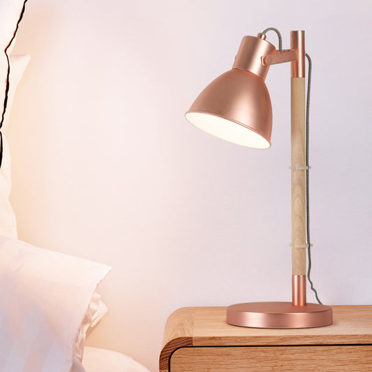 Domed Metal Handle Table Light Modern Rose Gold LED Rotatable Desk Lamp for Bedside Rose Gold Clearhalo 'Lamps' 'Table Lamps' Lighting' 882962