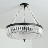 4-Head Crystal Hanging Light Traditional Black Bowl Dining Room Chandelier with Frosted Glass Shade Clearhalo 'Ceiling Lights' 'Chandeliers' Lighting' options 882988