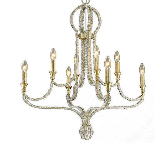 Candlestick Living Room Hanging Light Countryside Crystal 8 Lights Gold Chandelier Lamp Clearhalo 'Ceiling Lights' 'Chandeliers' Lighting' options 883005