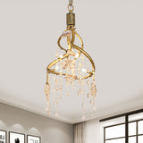 Amber Crystal Gold Drop Lamp Cascading 4 Bulbs Rural Chandelier Pendant Light for Dining Room Clearhalo 'Ceiling Lights' 'Chandeliers' Lighting' options 883016