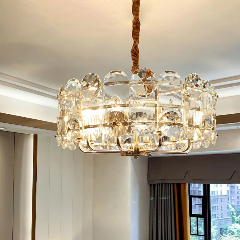 8 Bulbs Halo Ceiling Chandelier Minimalist Clear Beveled Crystal Pendant Lighting Fixture Clear Clearhalo 'Ceiling Lights' 'Chandeliers' 'Clear' 'Industrial' 'Modern Chandeliers' 'Modern' 'Tiffany' 'Traditional Chandeliers' Lighting' 883028