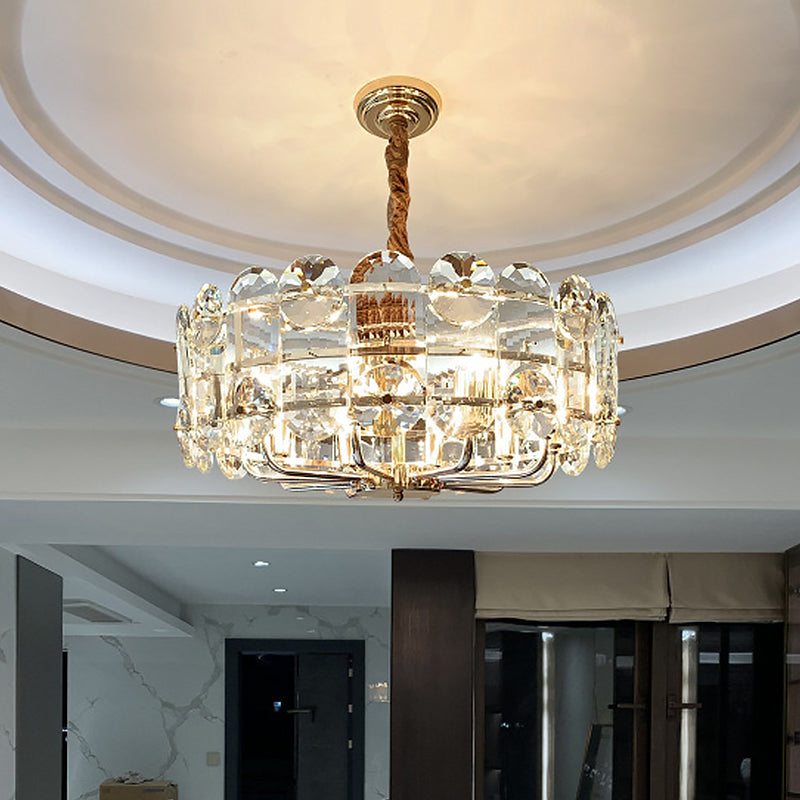 8 Bulbs Halo Ceiling Chandelier Minimalist Clear Beveled Crystal Pendant Lighting Fixture Clearhalo 'Ceiling Lights' 'Chandeliers' 'Clear' 'Industrial' 'Modern Chandeliers' 'Modern' 'Tiffany' 'Traditional Chandeliers' Lighting' 883029