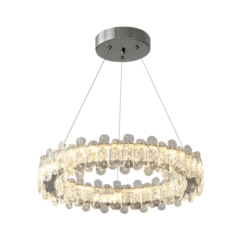 Modernism Circle Pendant Chandelier Clear K9 Crystal LED Hanging Ceiling Light in Chrome Clearhalo 'Ceiling Lights' 'Chandeliers' 'Modern Chandeliers' 'Modern' Lighting' 883059