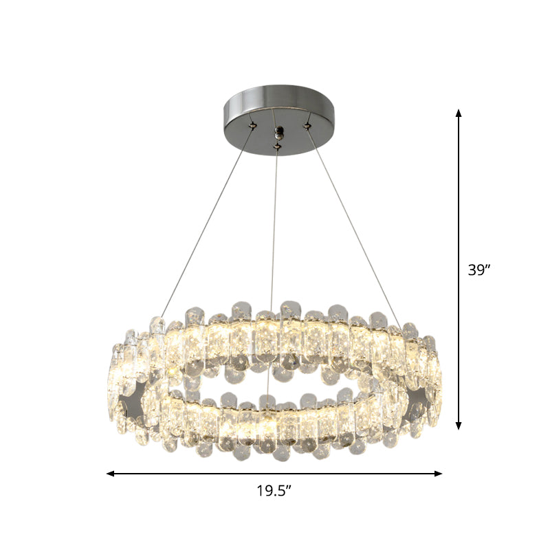 Modernism Circle Pendant Chandelier Clear K9 Crystal LED Hanging Ceiling Light in Chrome Clearhalo 'Ceiling Lights' 'Chandeliers' 'Modern Chandeliers' 'Modern' Lighting' 883060