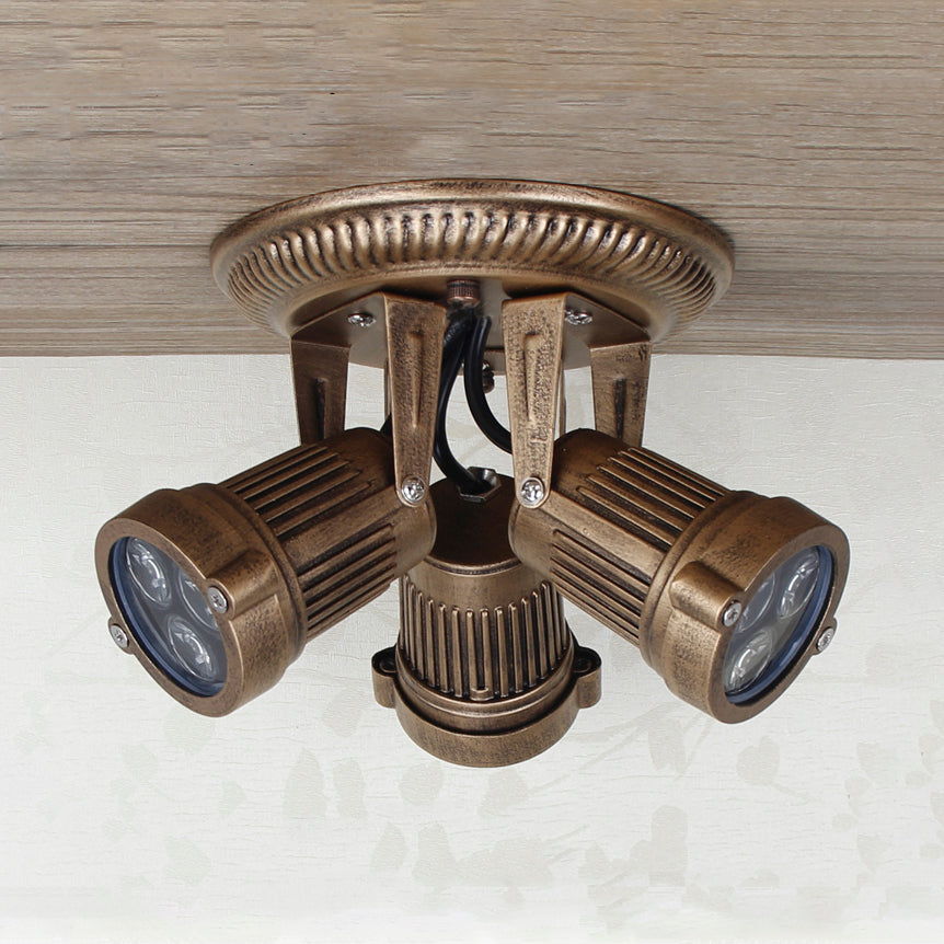 Bronze Finish 3 Heads Ceiling Mounted Fixture Vintage Metal Rotatable Ceiling Fixture with Cylinder Shade Bronze Clearhalo 'Ceiling Lights' 'Close To Ceiling Lights' 'Close to ceiling' 'Semi-flushmount' Lighting' 88313