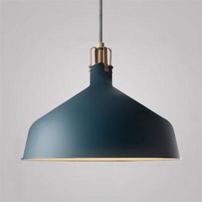 8.5"/13" W Domed Metal Pendant Lighting Industrial Style 1 Light Dining Room Hanging Lamp with Adjustable Cord in Grey/Pink Dark Blue 13" Clearhalo 'Ceiling Lights' 'Modern Pendants' 'Modern' 'Pendant Lights' 'Pendants' Lighting' 88340