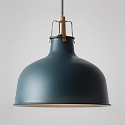 8.5"/13" W Domed Metal Pendant Lighting Industrial Style 1 Light Dining Room Hanging Lamp with Adjustable Cord in Grey/Pink Dark Blue 8.5" Clearhalo 'Ceiling Lights' 'Modern Pendants' 'Modern' 'Pendant Lights' 'Pendants' Lighting' 88341