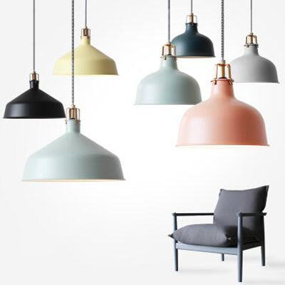 8.5"/13" W Domed Metal Pendant Lighting Industrial Style 1 Light Dining Room Hanging Lamp with Adjustable Cord in Grey/Pink Clearhalo 'Ceiling Lights' 'Modern Pendants' 'Modern' 'Pendant Lights' 'Pendants' Lighting' 88342